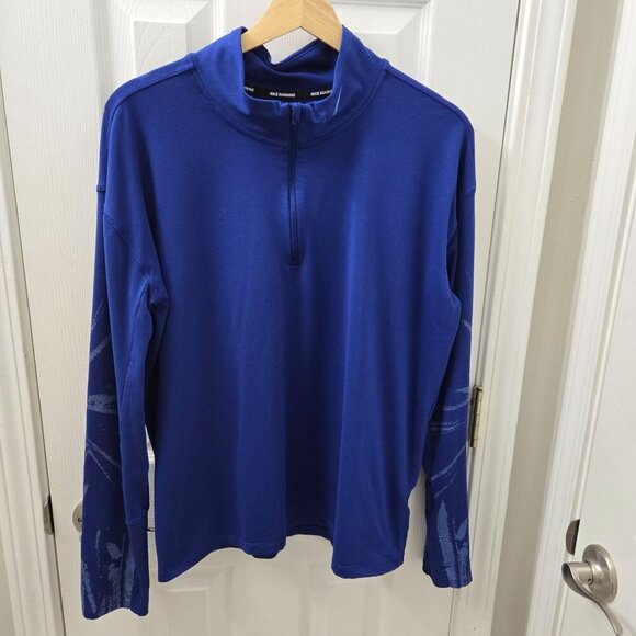 Nike Dri-Fit Element Flash Running 1/4 Zip Shirt Womens Large Blue Mockneck - Picture 6 of 8
